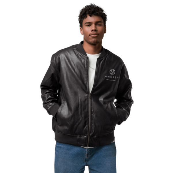 Nationality Human Unisex Faux Leather Bomber Jacket